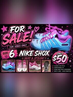 Nike Shox White & Pink Athletic Sneakers with Blue Accents